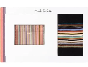 NWT $275 Paul Smith Multistripe Card Wallet & Socks Gift Set. Really Nice! - Picture 1 of 10