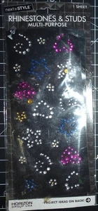 Rhinestone multi purpose studs gems 1 sheet iron on pink clear blue stones (R13) - Picture 1 of 2