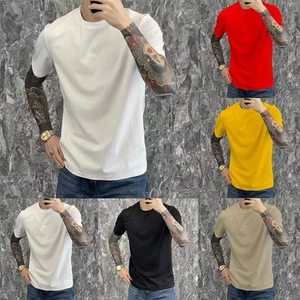 Casual Solid Color Tee for Men Perfect for Outdoor Adventures and Daily Wear - Picture 1 of 24