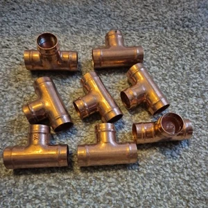22mm COPPER SOLDER RING EQUAL TEE X 8 - Picture 1 of 1
