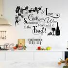 Kitchen Wall Stickers I Love To Cook With Wine Quote Wall Decal with Grapevine