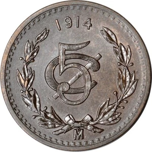 Mexico Republic 5 Centavos, 1914 Mo Choice AU K17074 - Picture 1 of 2