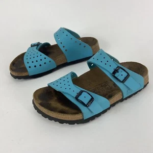 Birkenstock Birki’s Freeport Birko-Flor Blue Leather 2 Strap Sandals EU 36 US 5 - Picture 1 of 6