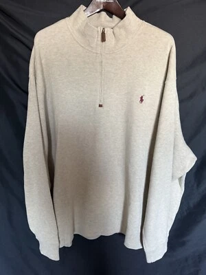 Nuevo con etiquetas Suéter Polo Ralph Lauren Para Hombre Beige Tostado Cuarto Cremallera 100% Algodón 4XB Grande Foto 1 de 4