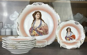 Victoria Austria porcelain decrorative Womens portrait bowl 9 1/2'', 6 6” Plate - Picture 1 of 5