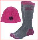 Realtree Womens MERINO WOOL Blend Socks + Fleece Beanie Hat -PINK & Gray ❤️NEW❤️