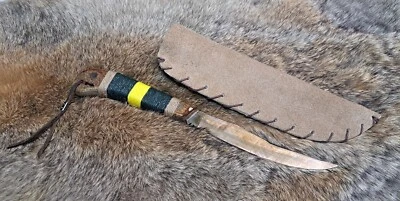 Handcrafted Native American Patch/Hunting Trade Knife w/ Handmade Leather Sheath - Image 1 of 3