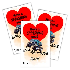 24 Valentines Day Cards for Kids Valentine Card for School Class monster truck - Picture 1 of 5