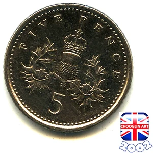 Eine britische 2002 Elizabeth II Five Pence 5p Münze, 23 Jahre alt! - Bild 1 von 2