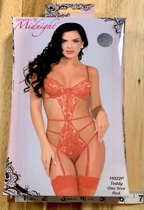 Seven 'Til Midnight Cross-dye lace teddy 11022P One Size Red O/S New Lingerie - Picture 1 of 8
