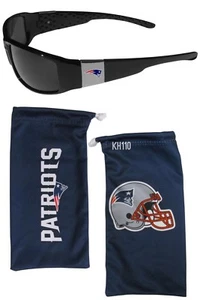 New England Patriots NFL Chrome Wrap Sunglasses w/ Microfiber Bag - Picture 1 of 6