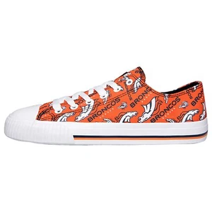 Denver Broncos NFL Womens Low Top Repeat Print Canvas Shoes - Picture 1 of 4
