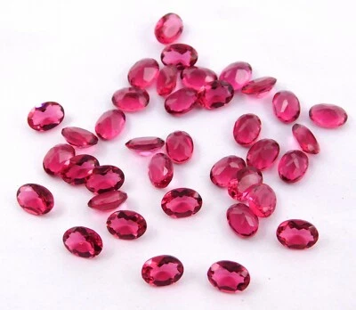 Ruby Oval Cut Lot Loose Lab Created Gemstone 5x7 MM For Jewelry Making P-2219 - Image 1 of 4
