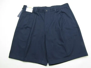 Roundtree & Yorke Double Pleat Twill Shorts Mens 38 Brigade Blue Easy Care Dad - Picture 1 of 14