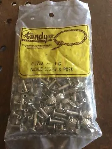 100 Vintage screw and post With Design Nickel Tandy Leather - Picture 1 of 5