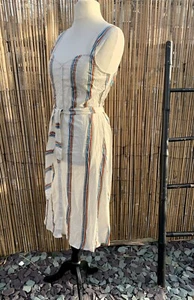 NWT Monsoon Beach Candy Striped Button Front Summer Dress UK Size 12 RRP £55.00 - Picture 1 of 5