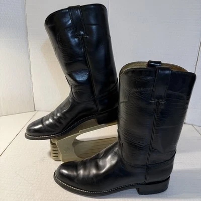 Tony Lama 11" Womens 7B Black Leather Roper Plain Shaft Cowboy Boots Western EUC - Изображение 1 из 4