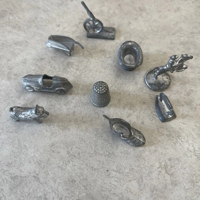 Piezas de repuesto de metal Parker Brothers Monopoly de colección - 9 fichas barril perro Foto 1 de 4