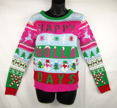 Suéter No Boundries Happy Holla Days Navidad Pequeño Rosa Azul Multicolor Foto 1 de 4