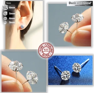 Genuino 925 Plata Esterlina Pendientes Circonita Cristal Paquete de Par de Regalo Reino Unido NUEVO - Imagen 1 de 8