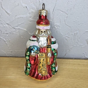 CHRISTOPHER RADKO russischer/sibirischer Weihnachtsmann mundgeblasenes Glas GLITZER Ornament 4,75 Zoll - Bild 1 von 8