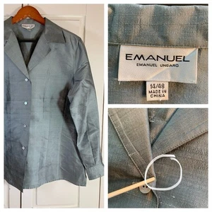 Vintage Emanuel Emanuel Ungaro Seidenbluse Blazer Größe 14 Brautmutter FLECKEN - Bild 1 von 22