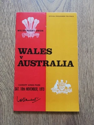 Wales v Australia Nov 1973 Rugby Programme - Image 1 of 2