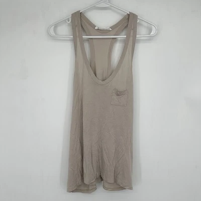 Alexander Wang Women’s Micro Modal Drape Racerback Tank Top M Beige Y2K Luxury - Image 1 of 4