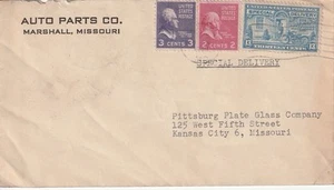 1949 US SPECIAL DELIVERY COVER W/ BUSINESS AD WITH CLEAN 13/3/2 C STAMPS - Picture 1 of 2