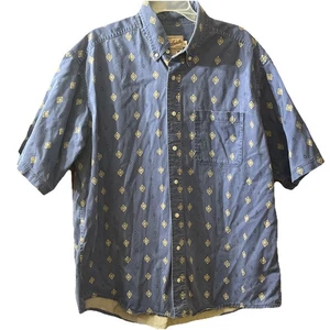 Vintage Woolrich Shirt Mens XL Denim Southwestern Aztec Pattern Brushpopper USA - Picture 1 of 7