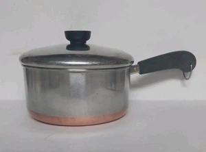 Revere Ware 2 Quart Sauce Pan Pot Copper Clad ROME N.Y. (1976) with Lid - Picture 1 of 9