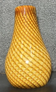 Lampada a sospensione vetro vorticoso vintage paralume a forma di pera ambra miele caramello 1-1/8" montaggio - Foto 1 di 12
