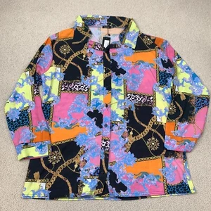 NWT Boohoo Beach Shirt Women's Plus Size 22 Long Sleeve Multicolor Chain Print - Picture 1 of 8