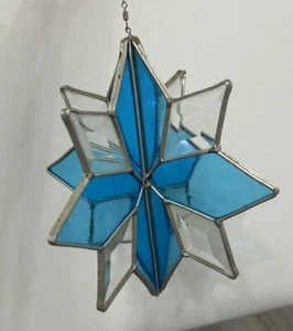 Stained Glass Big Star Blue Transparent Hanging Suncatcher. Beautiful. - Picture 1 of 12