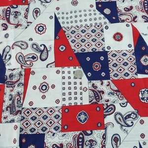 2.83Y Vintage Bandana Print Patchwork Novelty Fabric Paisley Cheater Western - Picture 1 of 8