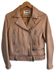 Chaqueta corta de motociclista ACNE STUDIOS beige rubor rosa melocotón 38/6 - Imagen 1 de 16