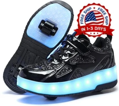 Zapatos con ruedas para niñas patines con ruedas zapatos con carga USB US NUEVO - Imagem 1 de 4