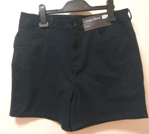 Damen Shorts Chino kurz mittelhoch schwarz Größe 14/EU42 Taille 31,5 Zoll Fronttaschen - Bild 1 von 11