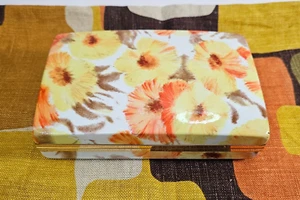 Vintage Mele MCM Flower Power Mod Groovy 60s Floral Ring Travel Jewelry Box - Picture 1 of 19