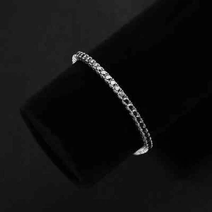 13Ct Round Cut Black AAA Men's Tennis Bracelet 14K White Gold Finish 7" Inch - Picture 1 of 7