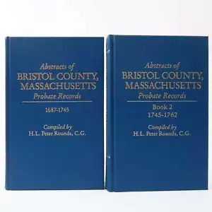 Abstracts von Bristol County. Massachusetts Nachlassaufzeichnungen 2 Buchset 1687-1762 - Bild 1 von 3