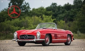 Mercedes 300SL 3'X5' VINYL BANNER MAN CAVE GARAGE CONVERTIBLE VINTAGE RACE CAR  - Picture 1 of 1
