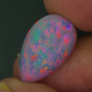 9.15 CT Catching-Fire Cloudy Pattern 100% Natural White Opal Cab - Picture 1 of 8