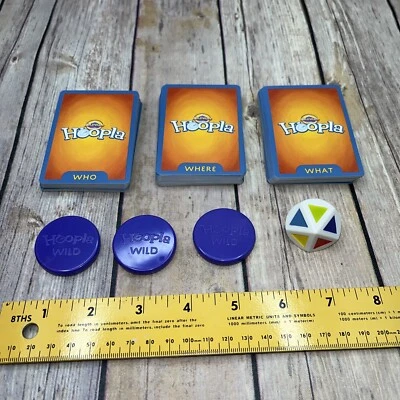 Cranium Hoopla Replacement Pcs 10 Sided Die 3 Purple Tokens Where What Who Cards - Image 1 of 4