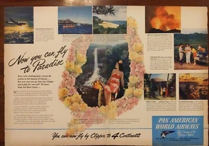 Pubblicità stampa Pan America 1946 vintage Ora puoi volare in Paradiso - Foto 1 di 1