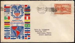 971 US TO CHILE COVER 1940 PONY EXPRESS HORSE, NEW YORK, NY - SANTIAGO - Picture 1 of 2