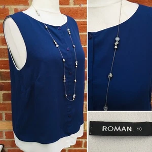 Damen Römer Größe 18 dunkelblau weiß Trägertop Abend TOP L1 - Bild 1 von 8