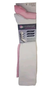 Challenge Calcetines de Compresión de Moda 2 Pares Calcetín Talla 9-11 Blanco Sólido Rosa - Imagen 1 de 5