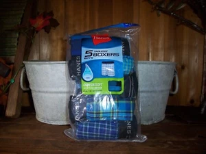 HANES BOYS TAGLESS BOXERS 5 PACK UNDERWEAR SIZE SMALL 6-8 PLAID DESIGN SCHOOL - Picture 1 of 1