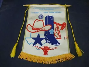 Vintage Lions Club Banner Flag Everett J. Grindstaff SIGNED Texas - Picture 1 of 3